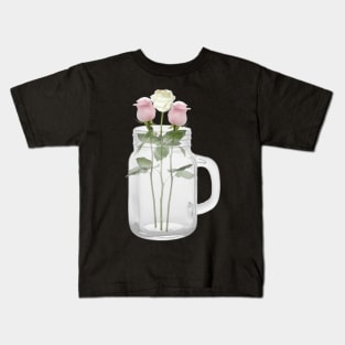 Roses in Mason Jar with Handle Kids T-Shirt